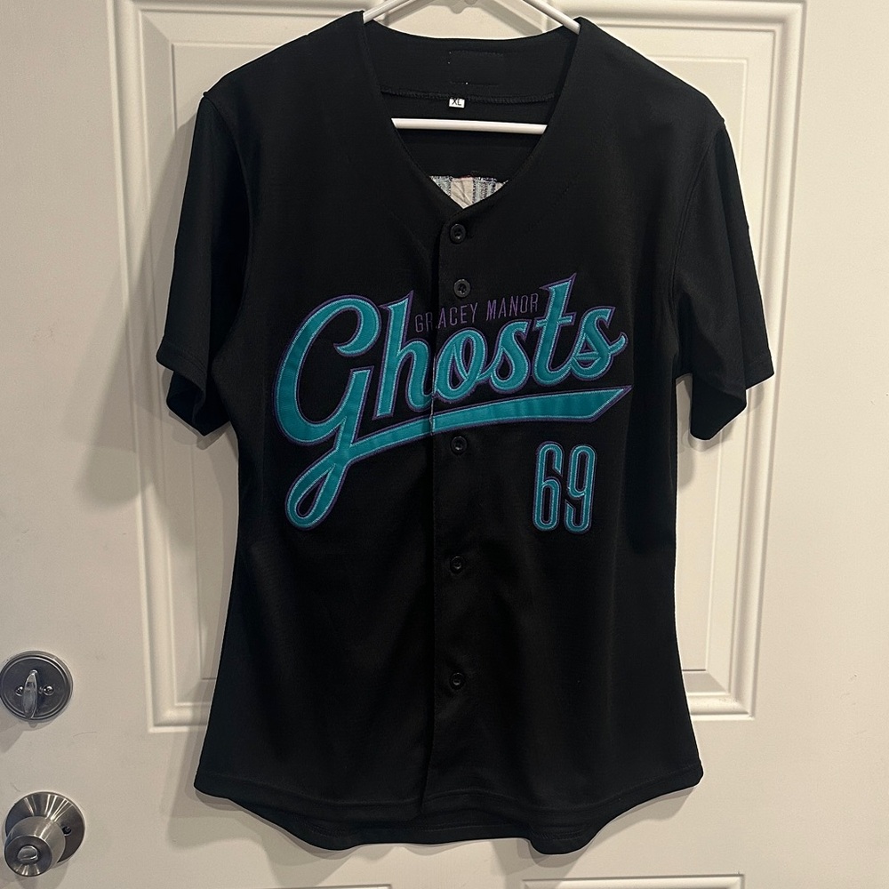 Women’s haunted mansion baseball jersey XL Disney ghosts foolish mortal
